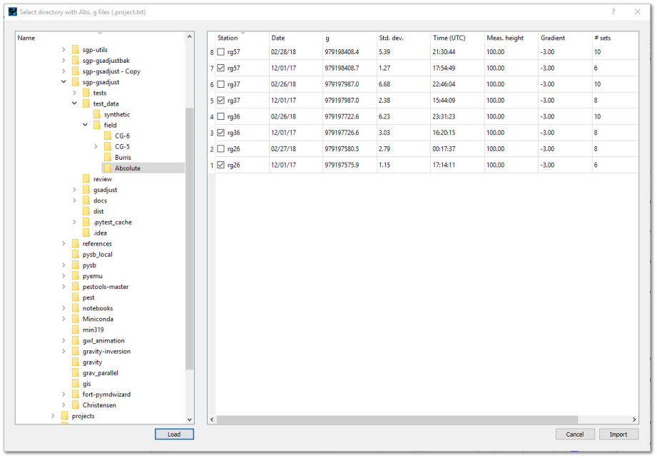 Importing from g files